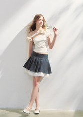 Off Shoulder Irregular Short Sleeve Top T-shirt